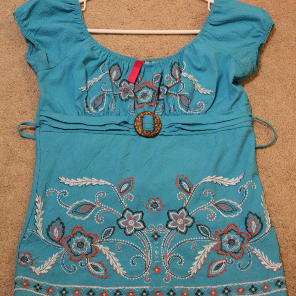 Turquoise embroided blouse